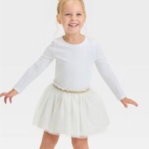 Cat and Jack cream and gold glitter tulle skirt size 5T NWT